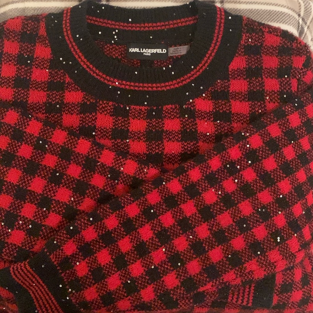 Karl Lagerfeld checkered with Sequin details Sweater